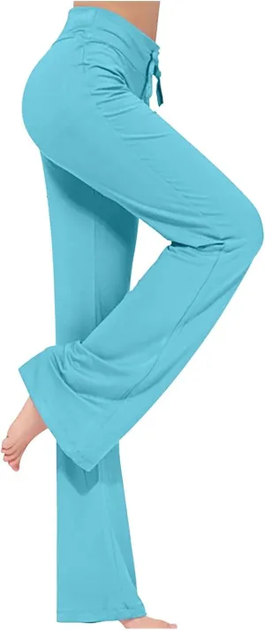 Plus Size Yoga Pants for Women 2024 Casual Drawstring Elastic High Waist Wide Leg Workout Pants Loose Comfy Trousers