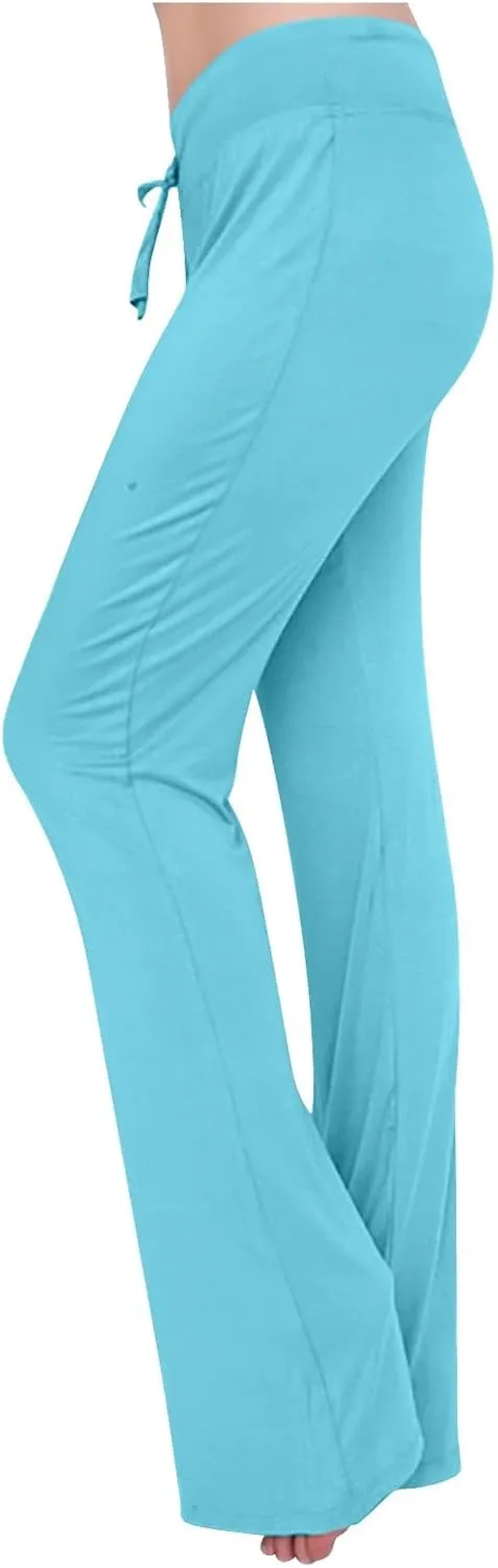 Plus Size Yoga Pants for Women 2024 Casual Drawstring Elastic High Waist Wide Leg Workout Pants Loose Comfy Trousers