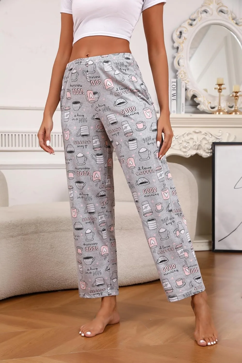 PNAEONG Pajama Pants Women 3 Pack Soft Cotton Lounge Pants Comfy Casual Pajama Bottoms with Elastic Waistband & Pockets