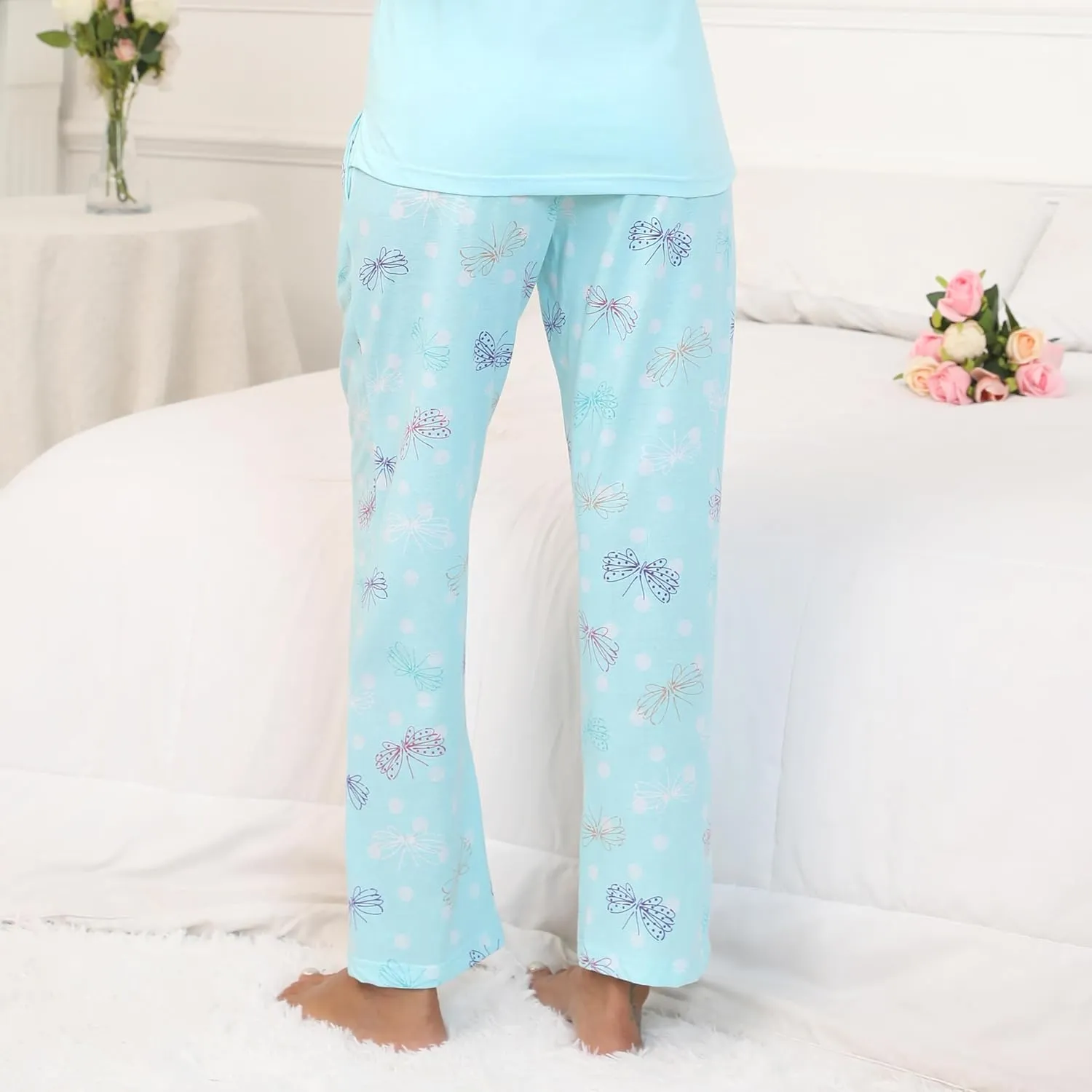 PNAEONG Pajama Pants Women 3 Pack Soft Cotton Lounge Pants Comfy Casual Pajama Bottoms with Elastic Waistband & Pockets