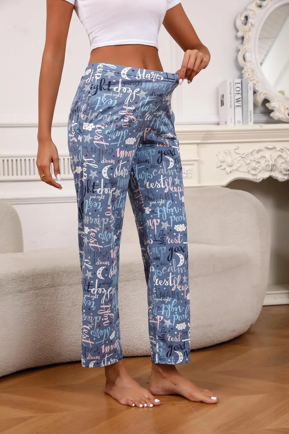 PNAEONG Pajama Pants Women 3 Pack Soft Cotton Lounge Pants Comfy Casual Pajama Bottoms with Elastic Waistband & Pockets