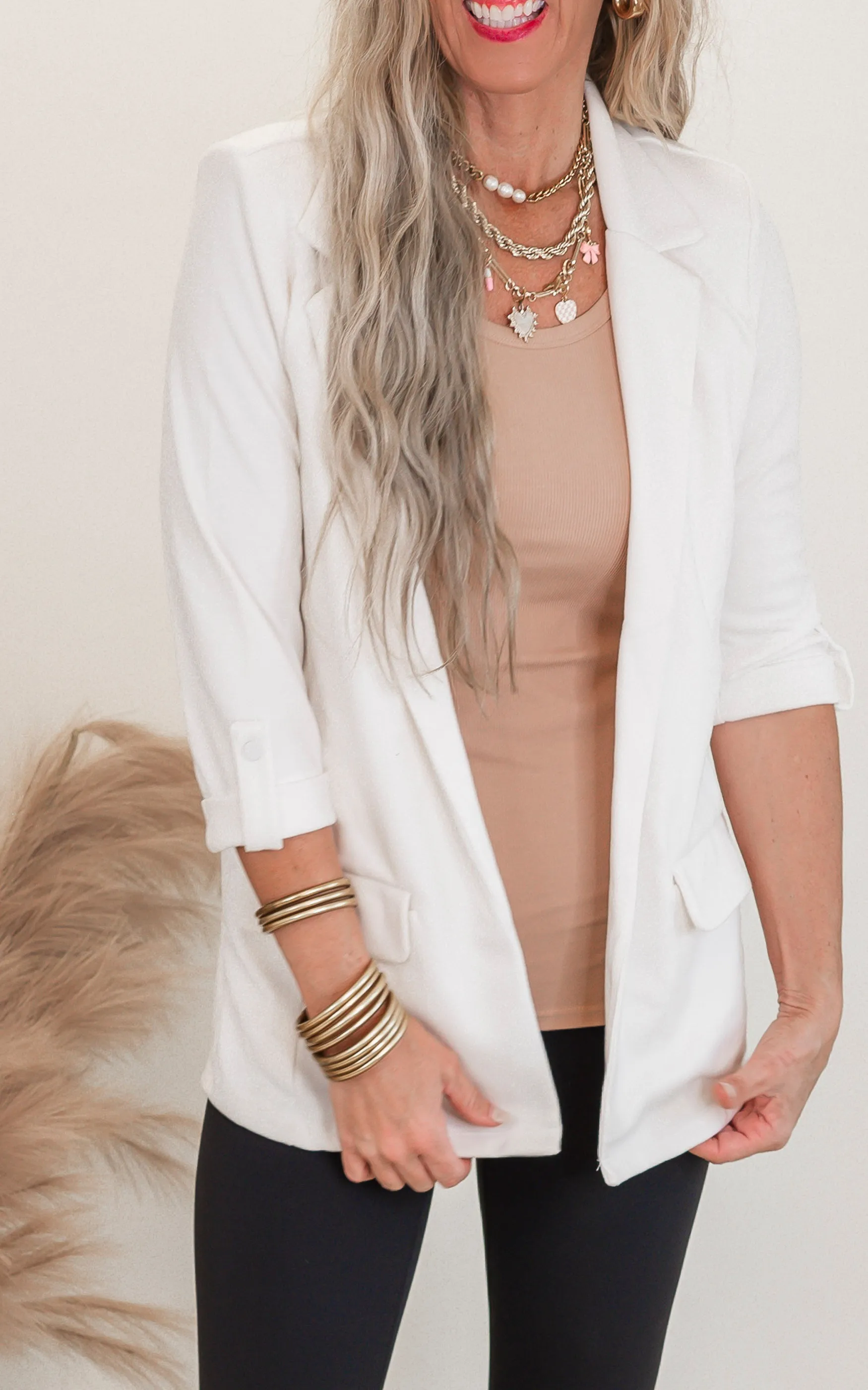Ponte Open Front Roll Up Blazer - Final Sale