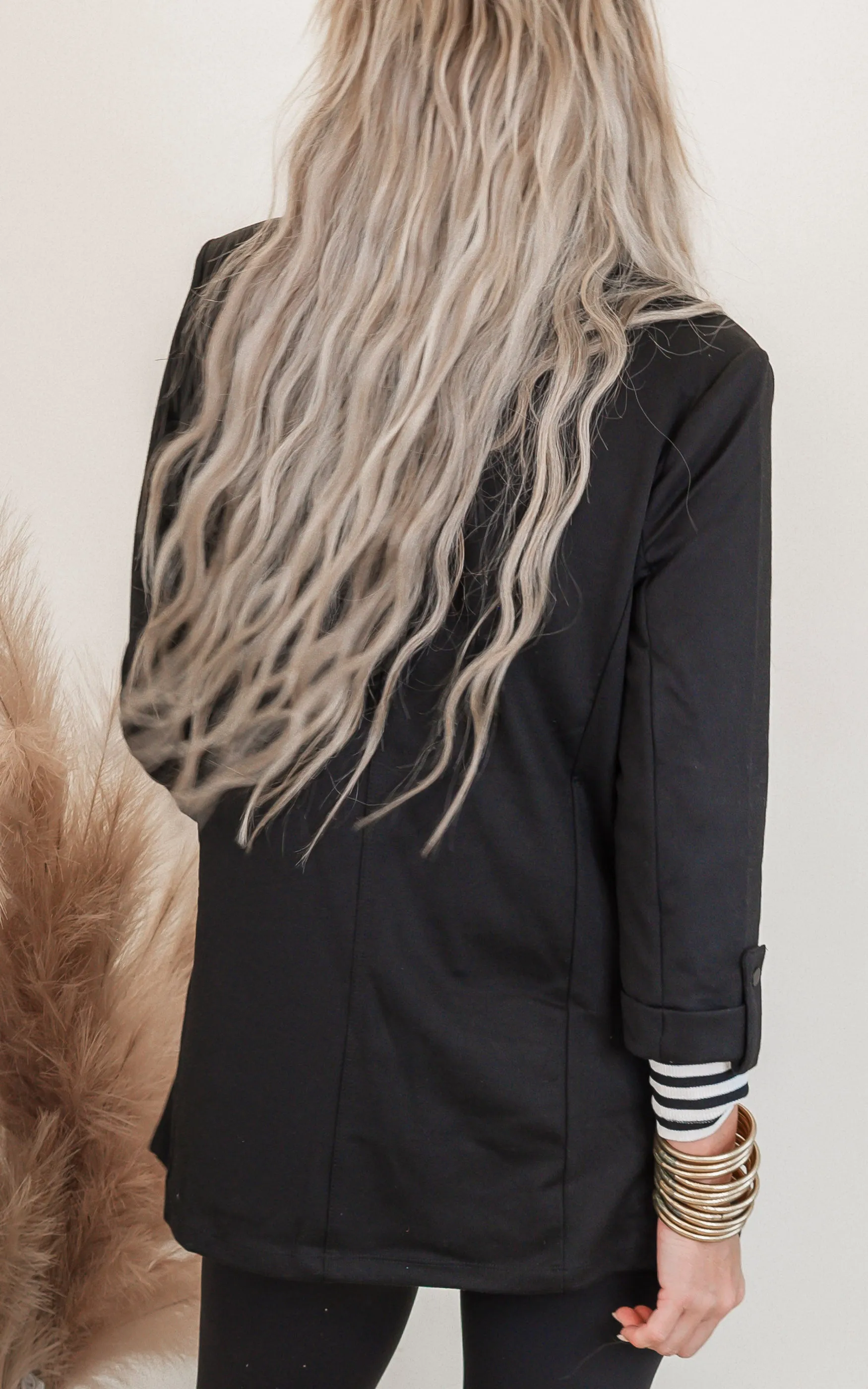 Ponte Open Front Roll Up Blazer - Final Sale