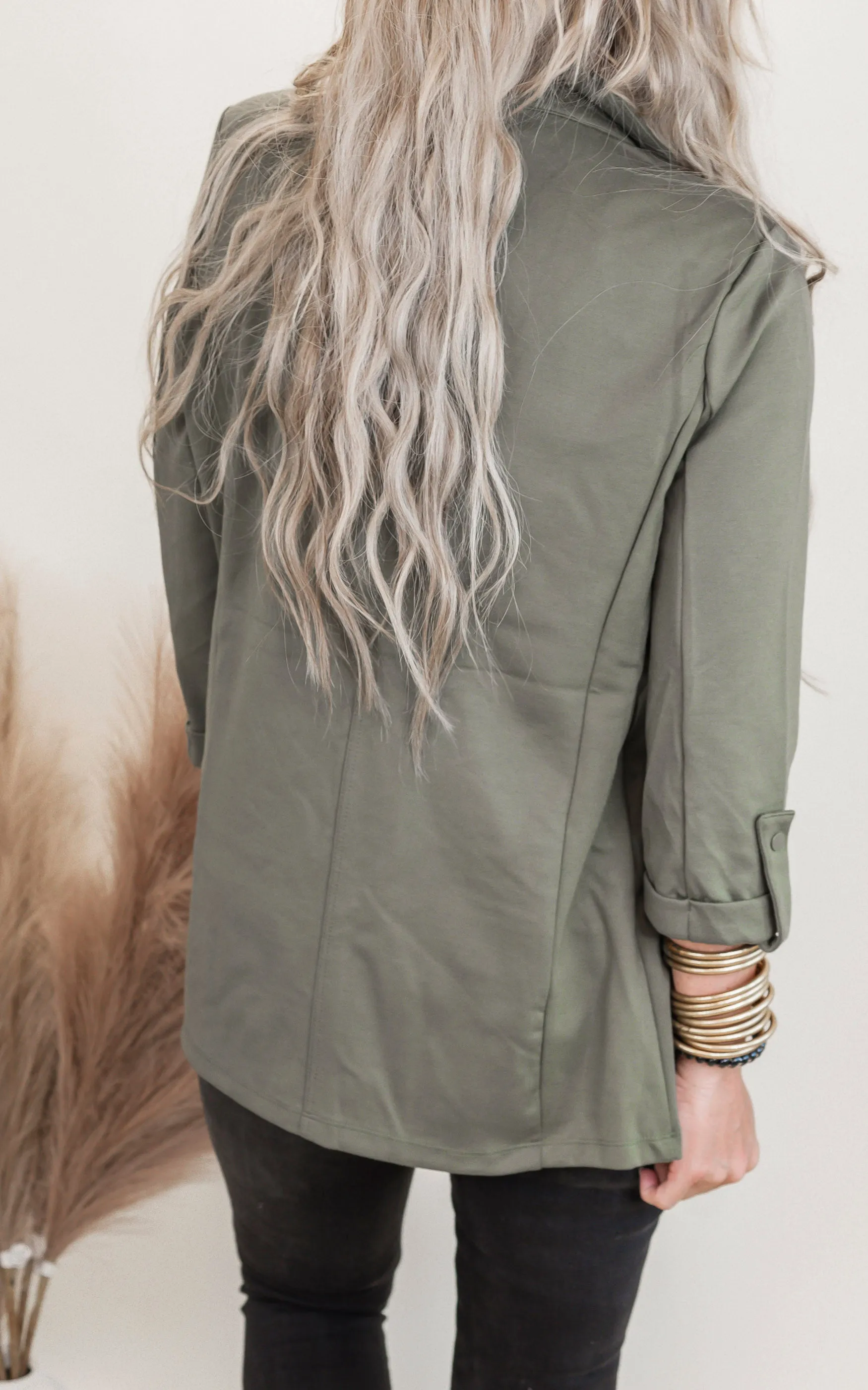Ponte Open Front Roll Up Blazer - Final Sale