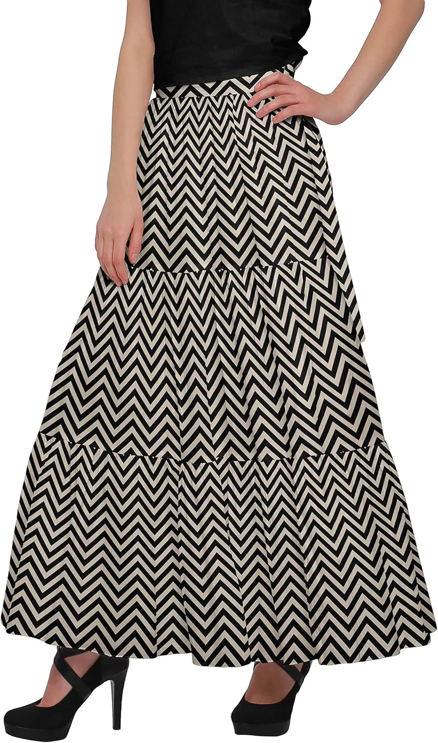 Printed Women Skirts Flared Wrap Style Skirt for Girls Casual Clothing