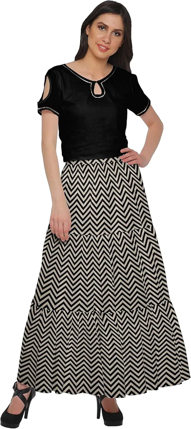 Printed Women Skirts Flared Wrap Style Skirt for Girls Casual Clothing