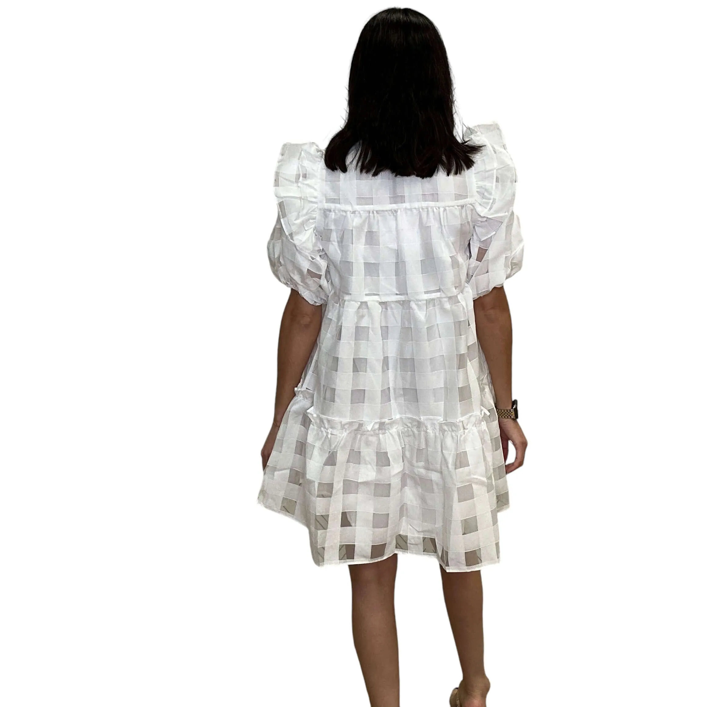 Puff Sleeve Tiered Mini Dress