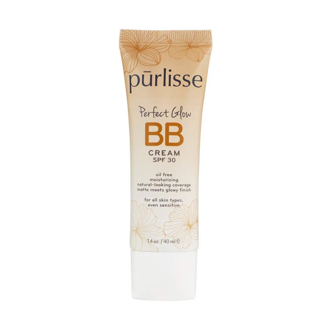 purlisse Perfect Glow BB Cream SPF 30: Clean & Cruelty-Free, Medium Flawless Coverage, Hydrates with Jasmine | Medium 1.4oz