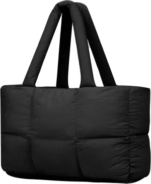Quilted Puffer Tote Bag for Women Soft Puffy Handbags Purse Soft Lightweight Shoulder Bag