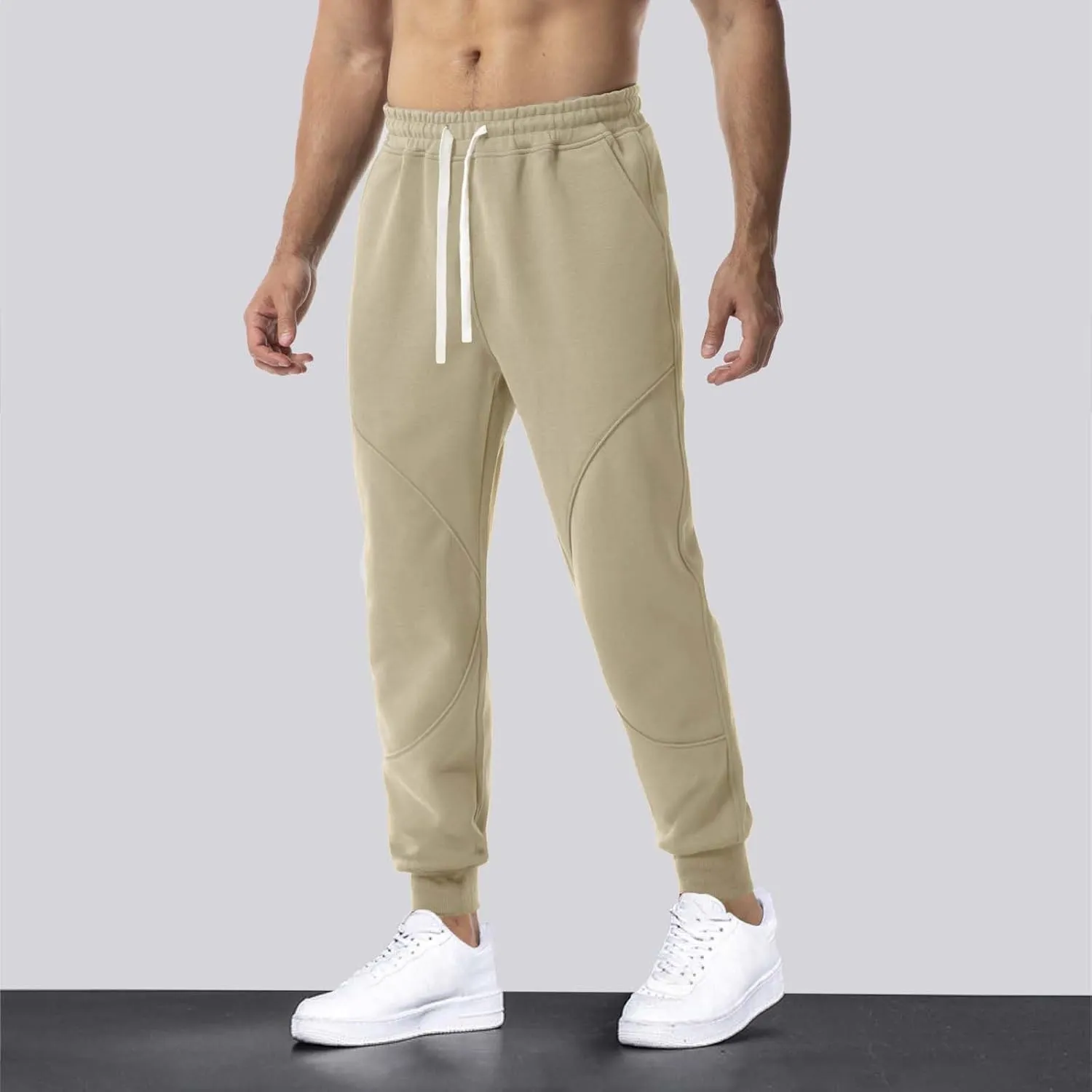 QWENTMTNTY Mens Slim Fit Joggers Sweatpants Athletic Workout Gym Pants Patchwork Big and Tall Comfy Cotton Sweat Pants