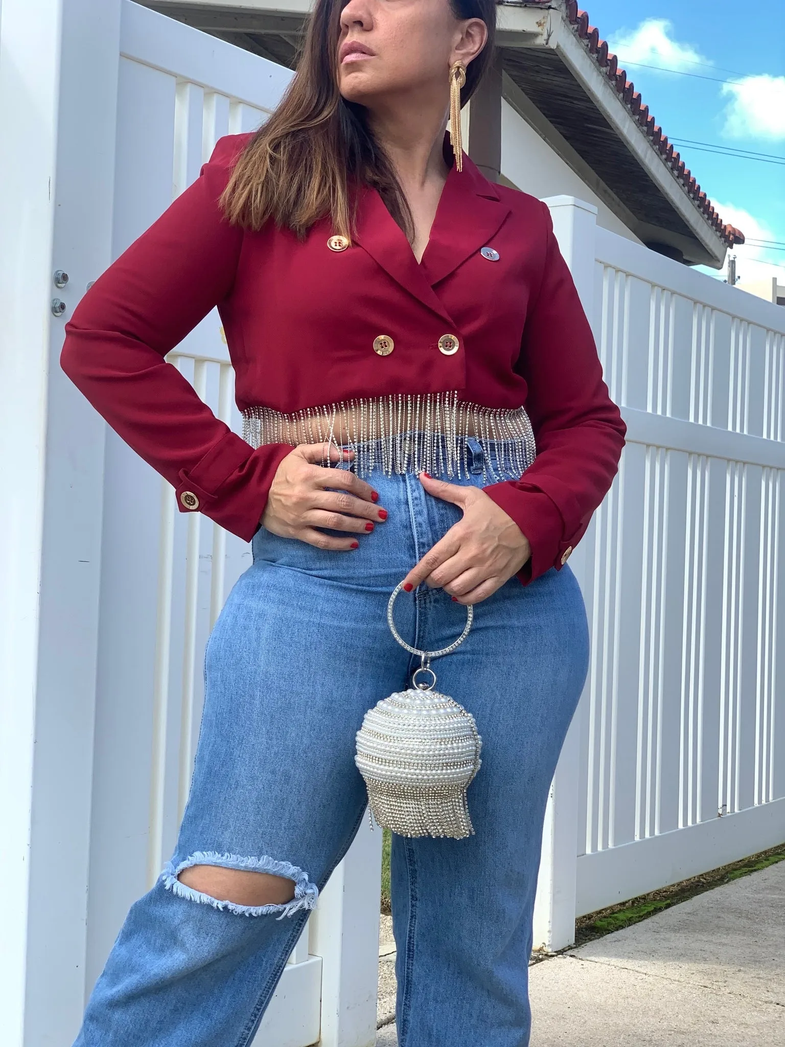 Red Crop Blazer