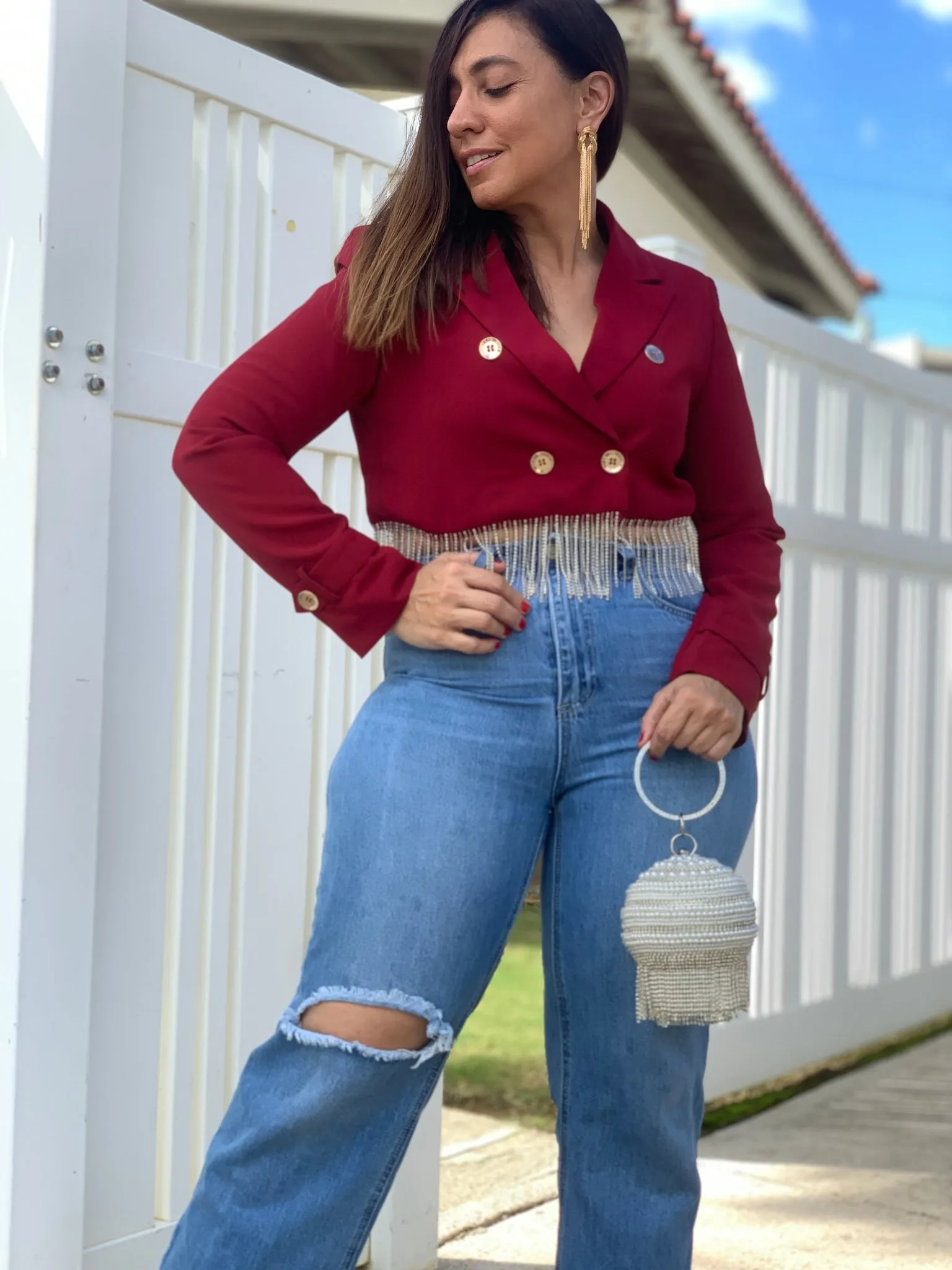 Red Crop Blazer