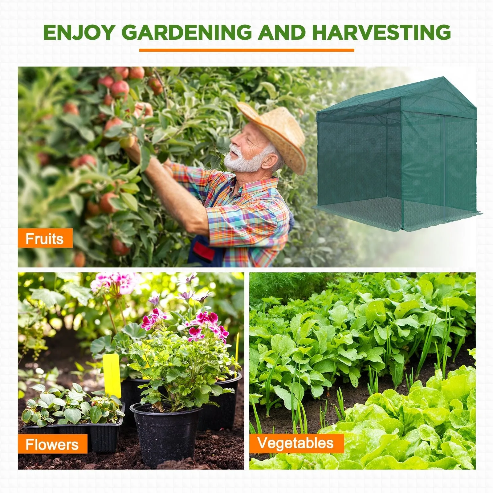 Replacement Mesh Cover for 8x6 Portable Walk-in Greenhouse(Frame Not Included), Green