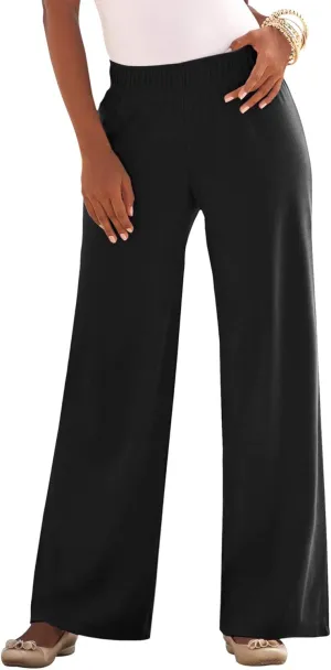 Roaman's Women's Plus Size Wide Leg Soft Knit Pant
