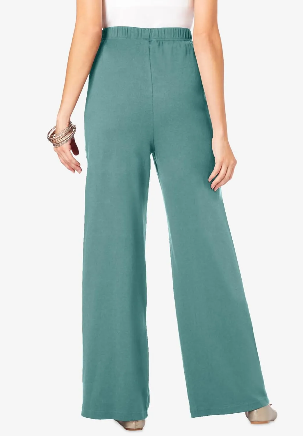 Roaman's Women's Plus Size Wide Leg Soft Knit Pant