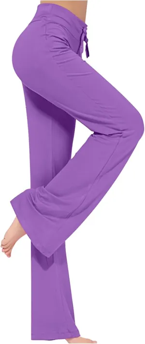 Ruziyoog Flared Yoga Pants for Women High Waist Stretchy Loose Casual Trousers Wide Leg Lounge Joggers Sweatpants
