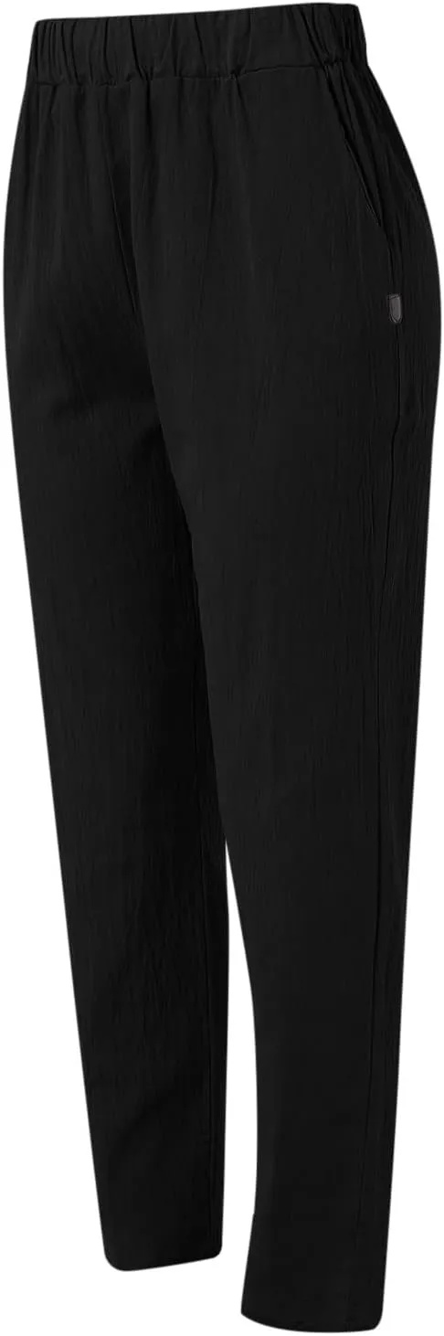Rvidbe Linen Pants Women Summer 2024 Striped Side Button Casual Elastic High Waist Straight Leg Loose Boho Trendy Trousers