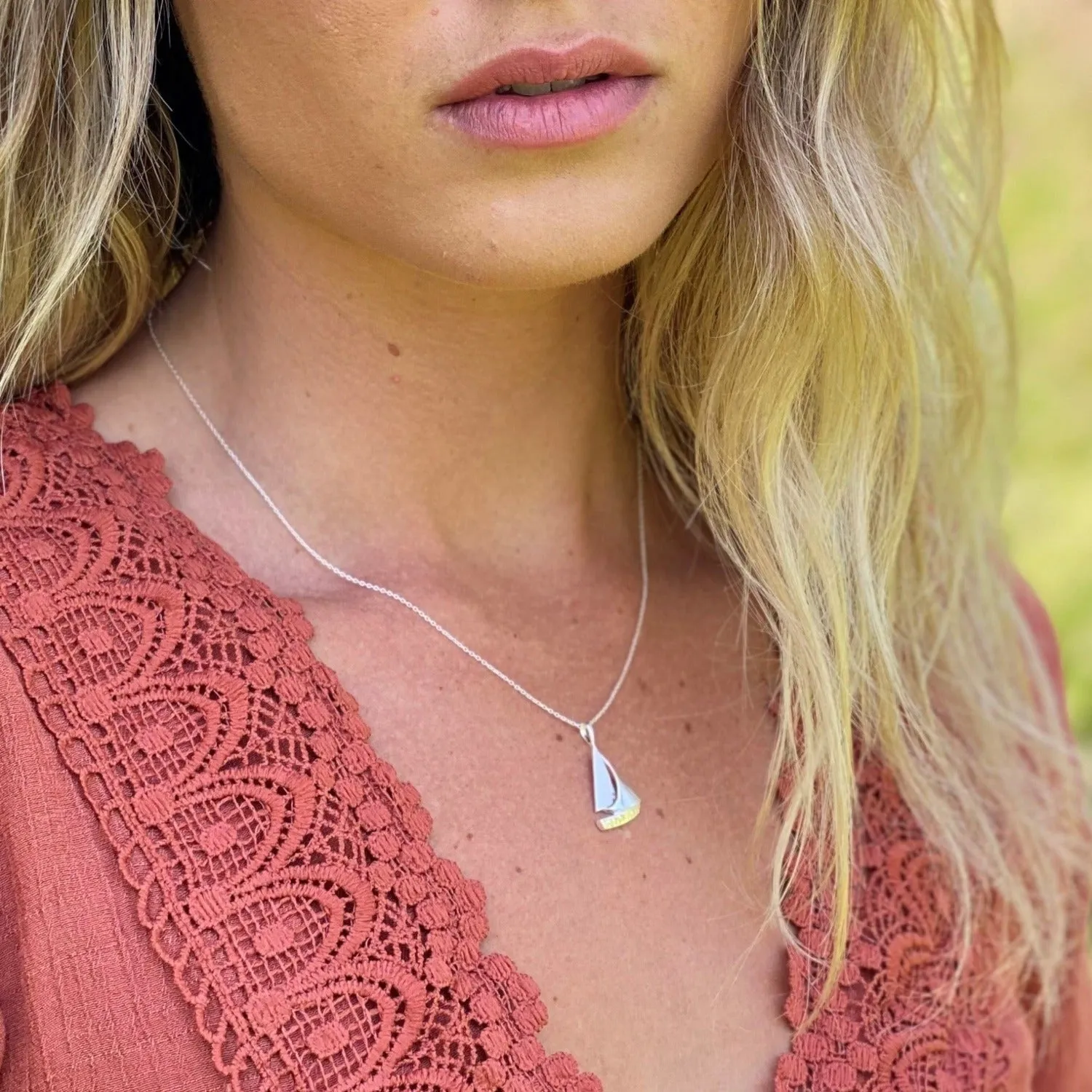 Sail Boat Sterling Silver Necklace