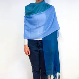 Scottish Peacock Blue Lightweight Cashmere Wrap