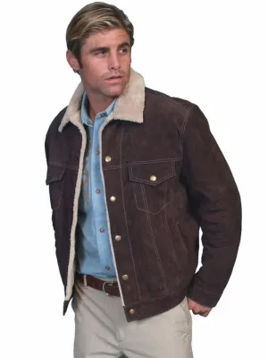 Scully 113-86 Mens Sherpa Lined Boar Suede Western Jacket Chocolate