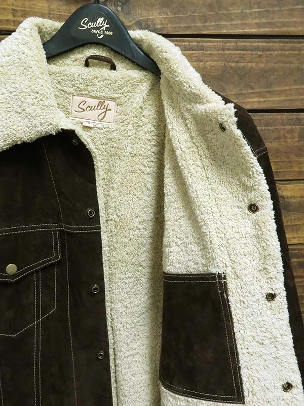 Scully 113-86 Mens Sherpa Lined Boar Suede Western Jacket Chocolate
