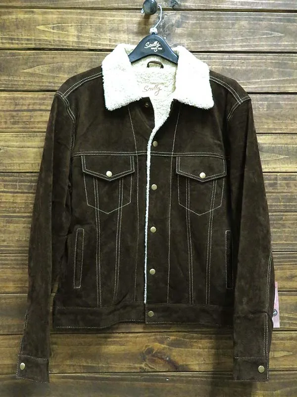 Scully 113-86 Mens Sherpa Lined Boar Suede Western Jacket Chocolate