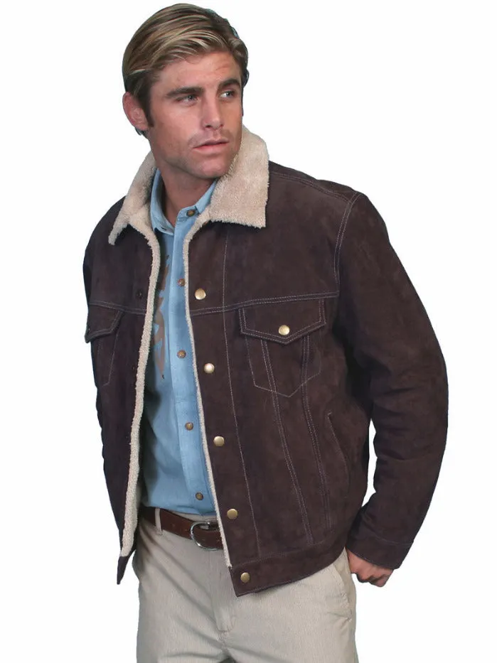 Scully 113-86 Mens Sherpa Lined Boar Suede Western Jacket Chocolate