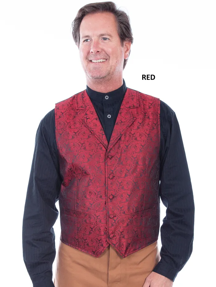 Scully RW093 Mens Rangewear Paisley Button Vest In Various Colors