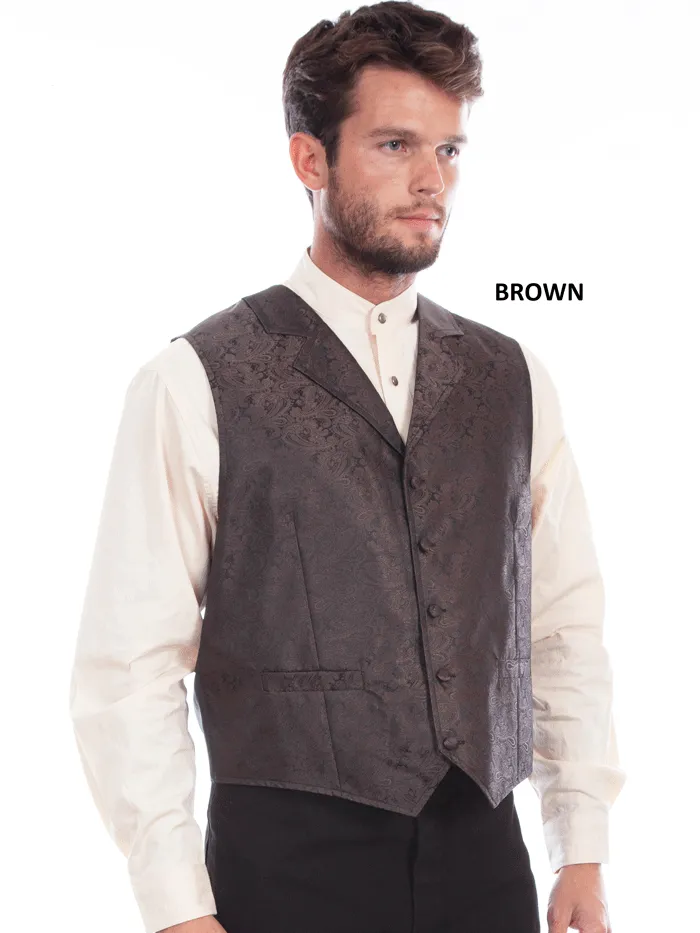Scully RW093 Mens Rangewear Paisley Button Vest In Various Colors