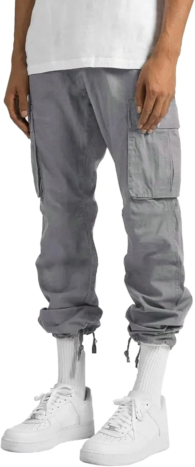 sdbrld Cargo Pants For Men Mens Casual Relaxed Fit Pants Beach Streetwear Baggy Trousers Cargo Pants with Zipper Pockets