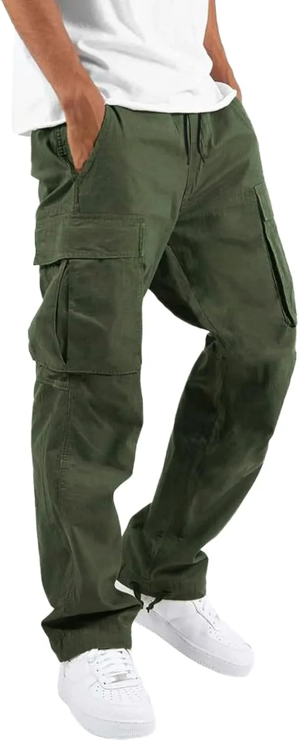 sdbrld Cargo Pants For Men Mens Casual Relaxed Fit Pants Beach Streetwear Baggy Trousers Cargo Pants with Zipper Pockets
