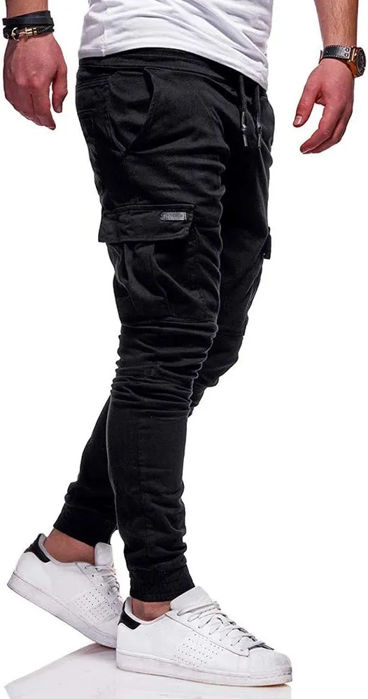 sdbrld Cargo Pants For Men Men's Fashion Outdoor Hiking Joggers Solid Drawstring Recreation Fitness Cargo Pants with Pocket