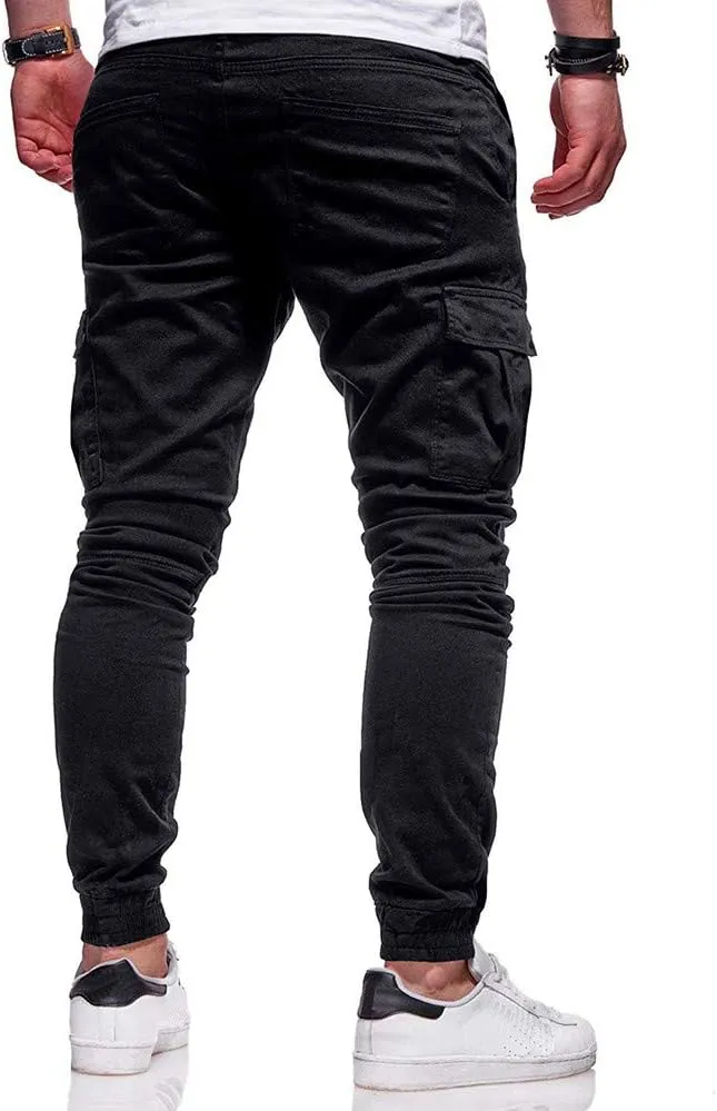 sdbrld Cargo Pants For Men Men's Fashion Outdoor Hiking Joggers Solid Drawstring Recreation Fitness Cargo Pants with Pocket