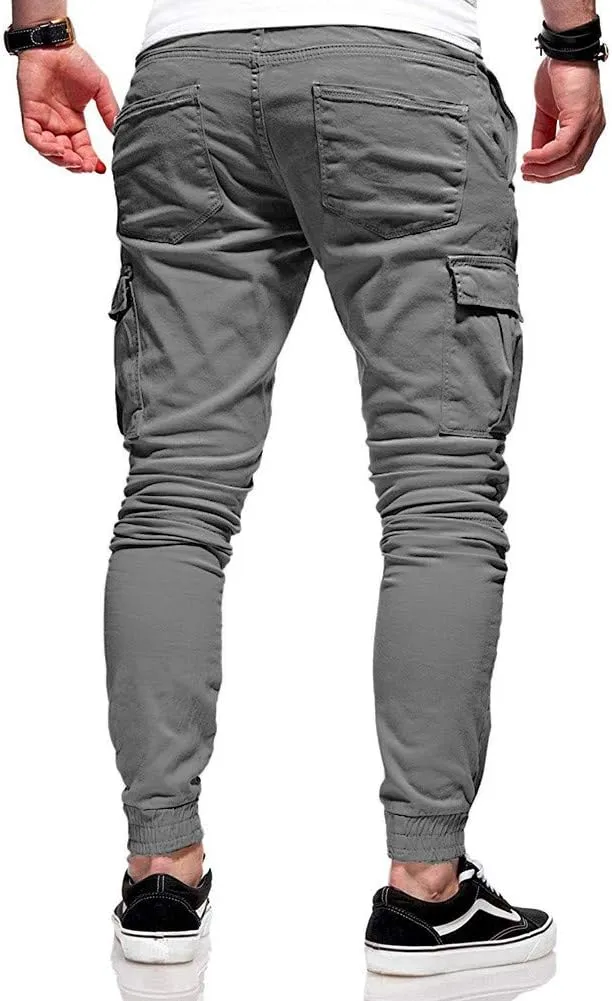 sdbrld Cargo Pants For Men Men's Outdoor Hiking Joggers Fashion Solid Drawstring Recreation Fitness Cargo Pants with Pocket