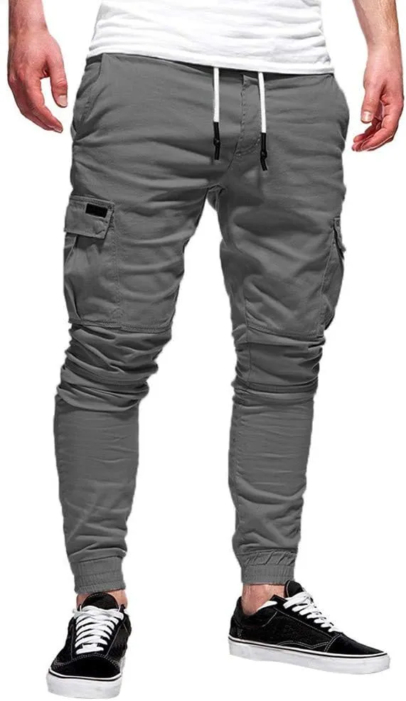sdbrld Cargo Pants For Men Men's Outdoor Hiking Joggers Fashion Solid Drawstring Recreation Fitness Cargo Pants with Pocket