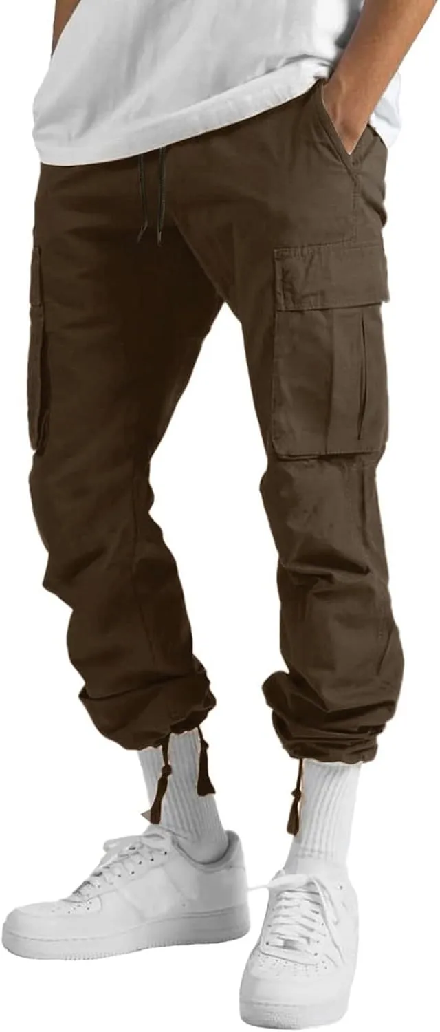 sdbrld Cargo Pants For Men Men's Relaxed Fit Beach Pants Streetwear Baggy Trousers Fashion Cargo Pants with Zipper Pockets