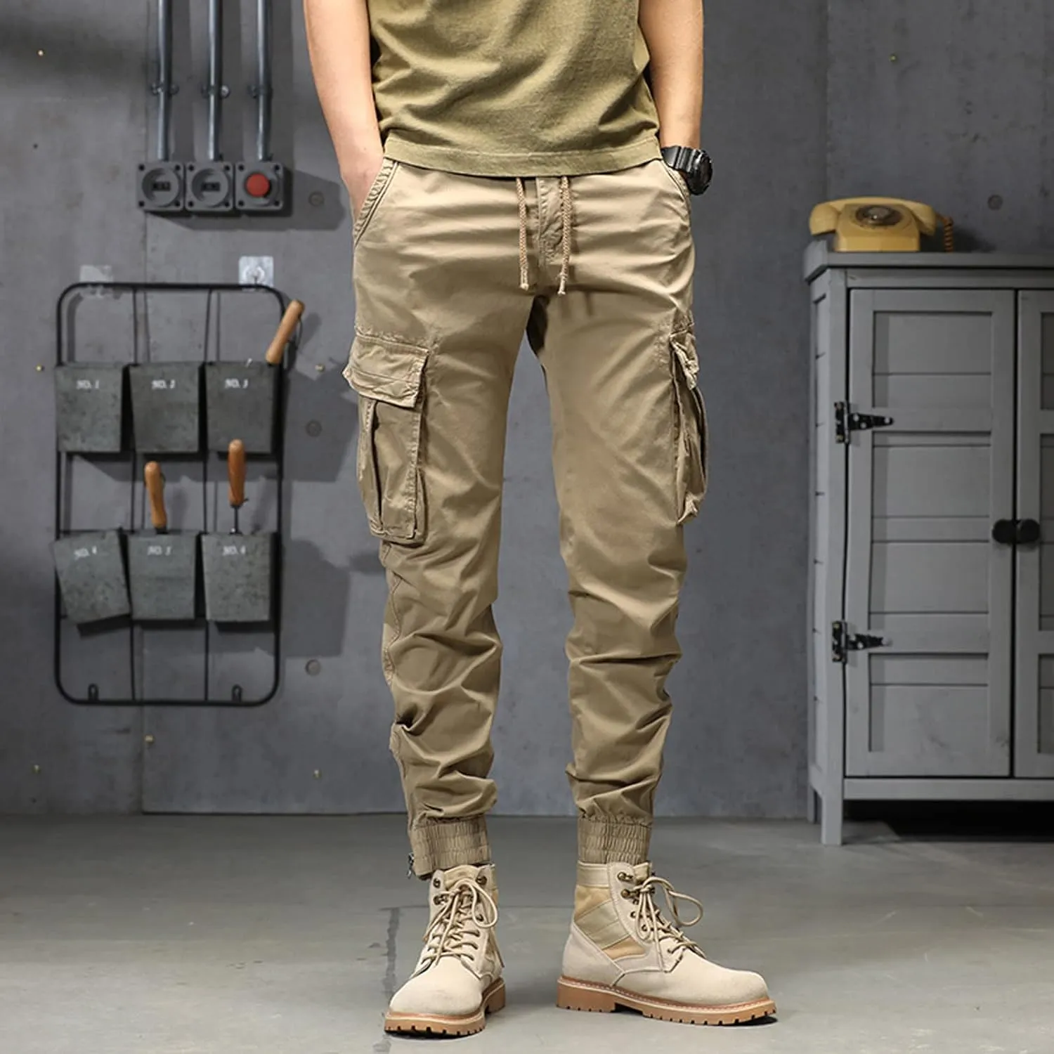 sdbrld Cargo Pants For Men Mens Ripstop Tactical Pants Casual Lightweight Outdoor Hiking Water Resistant Pants with Pockets