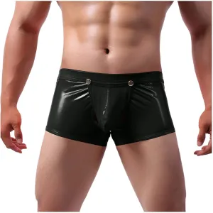 Sexy Faux Leather Lingerie Thong Underwear for Men Comfortable Briefs String Shorts Apparel