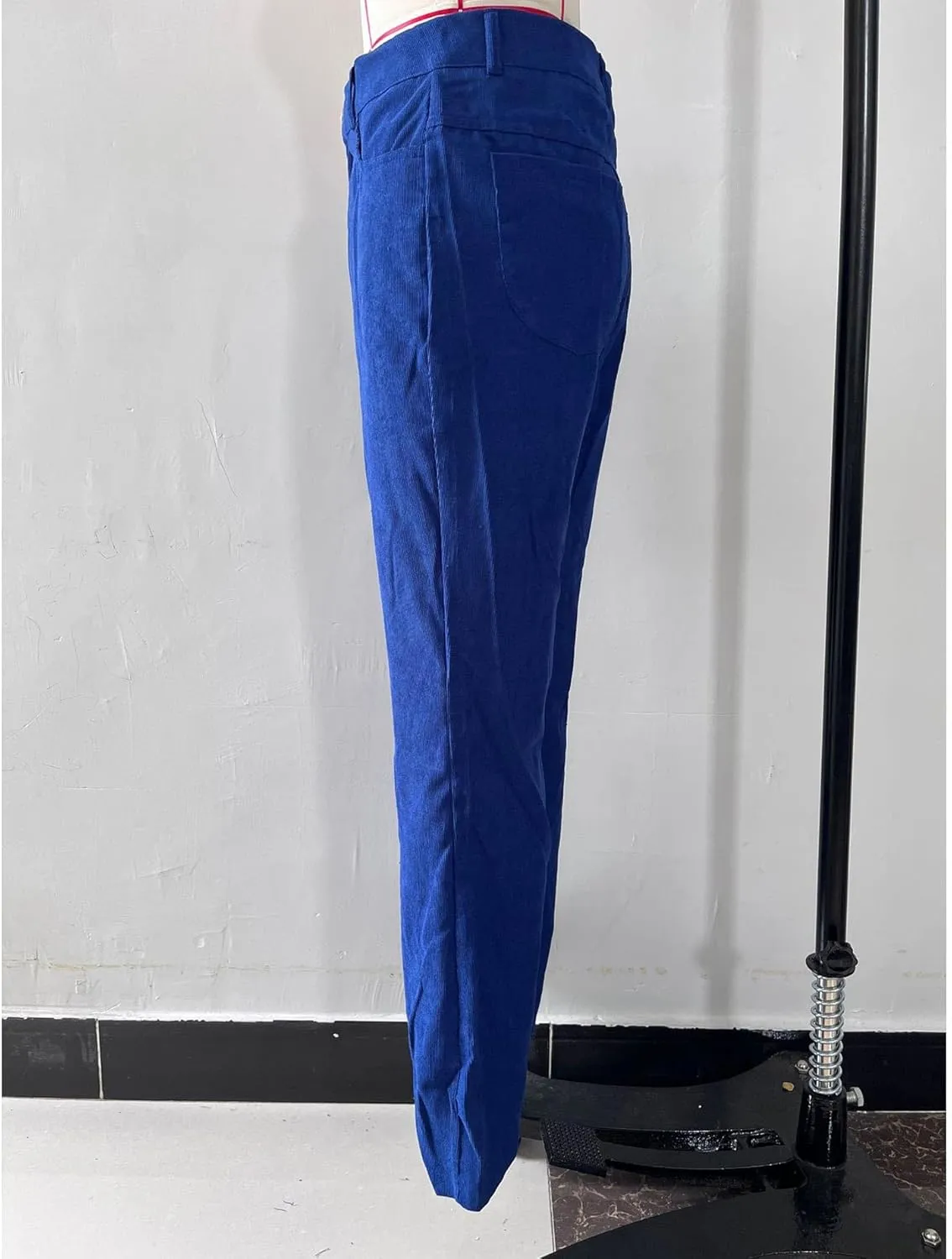 Sexyshine Women's Corduroy Flared Bell Bottom Pants High Waist Solid Color Long Wide Leg Trousers with Pockets