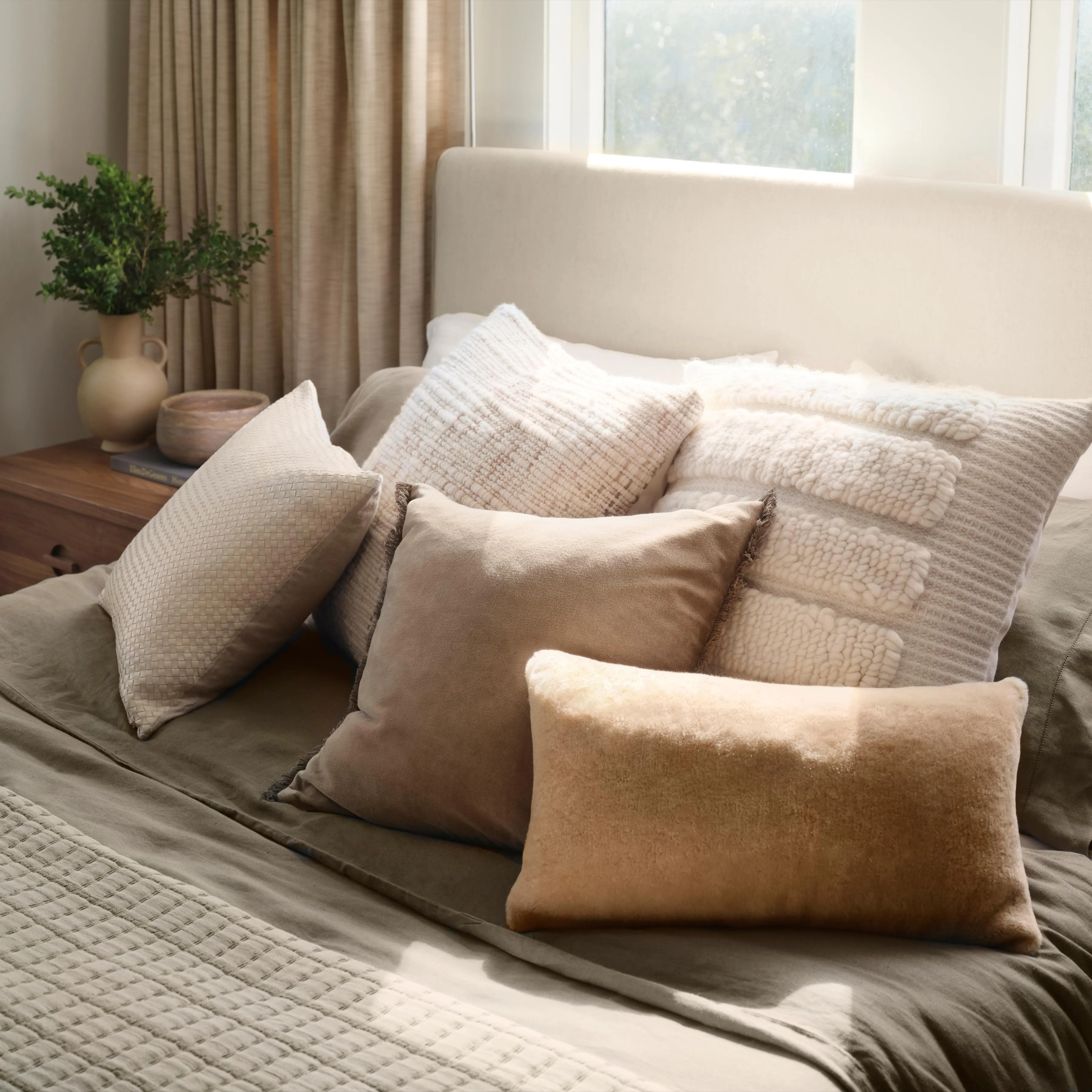 Sheepskin Lumbar Pillow - Tan