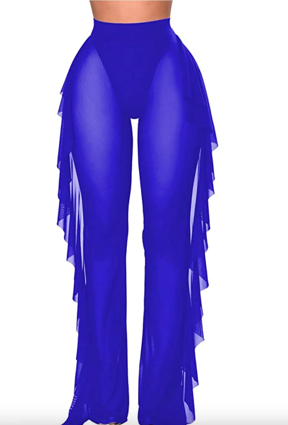Sheer Mesh Ruffled Pants (up to 3XL)