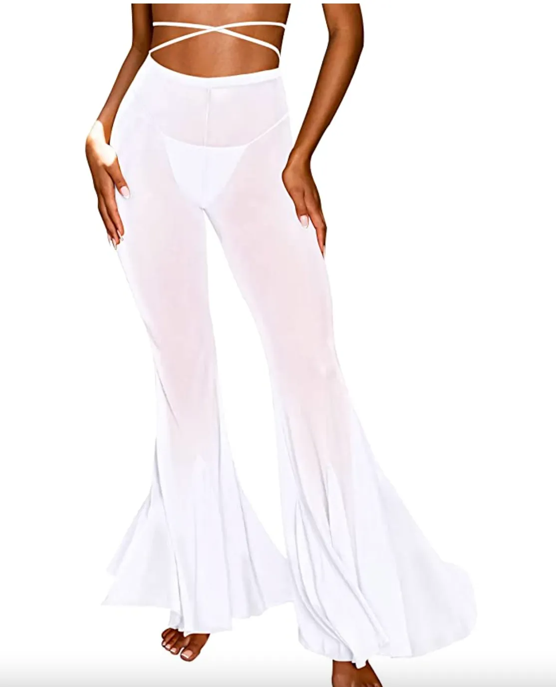 Sheer Mesh Ruffled Pants (up to 3XL)