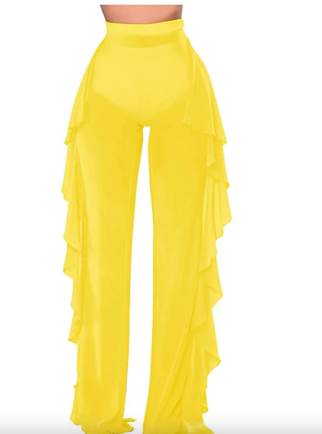 Sheer Mesh Ruffled Pants (up to 3XL)
