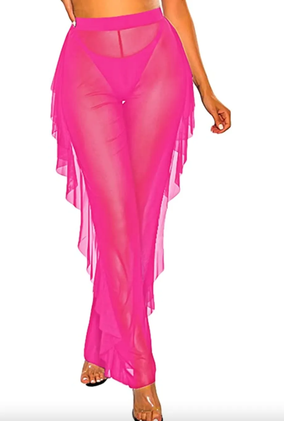 Sheer Mesh Ruffled Pants (up to 3XL)