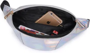 Silver Holographic Fanny Pack 10 Girls Waist Bag Unisex Design and Comfortable Strap
