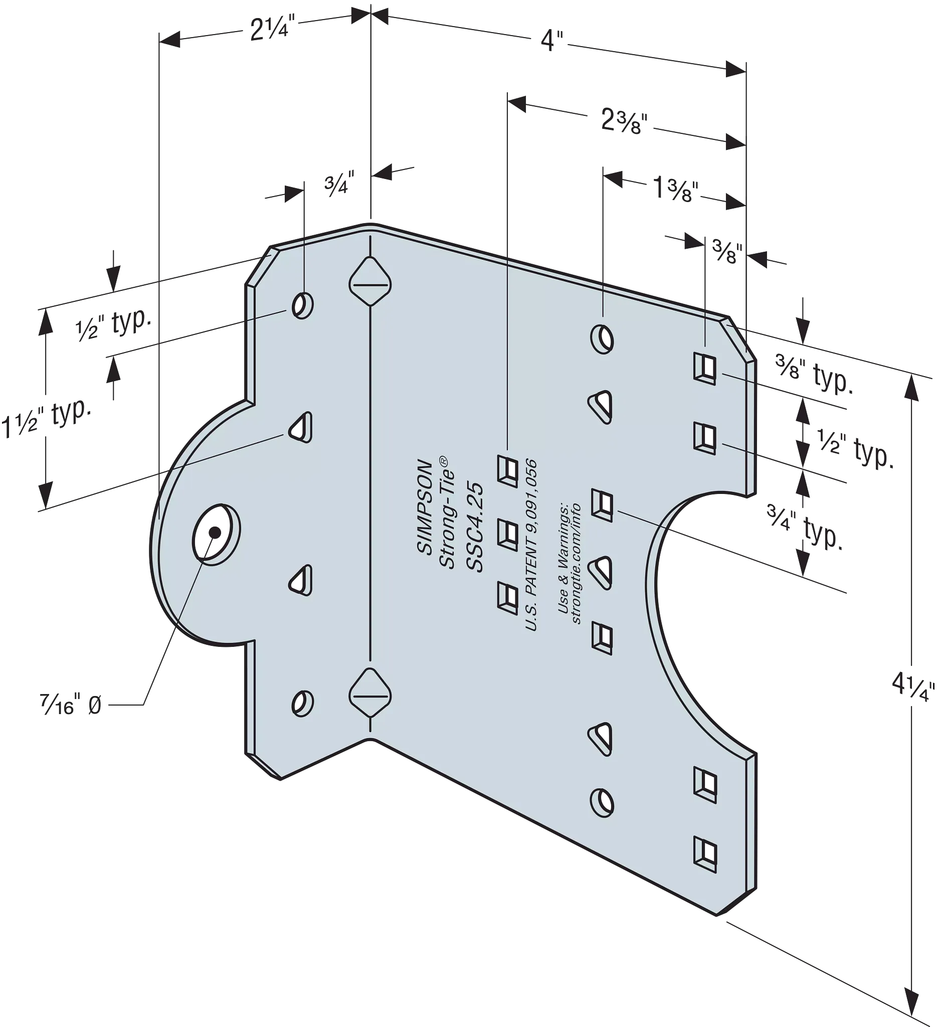 Simpson SSC4.25-R50 SSC 4-1/4 in. 14-Gauge Galvanized Steel-Stud Clip (50-Qty)