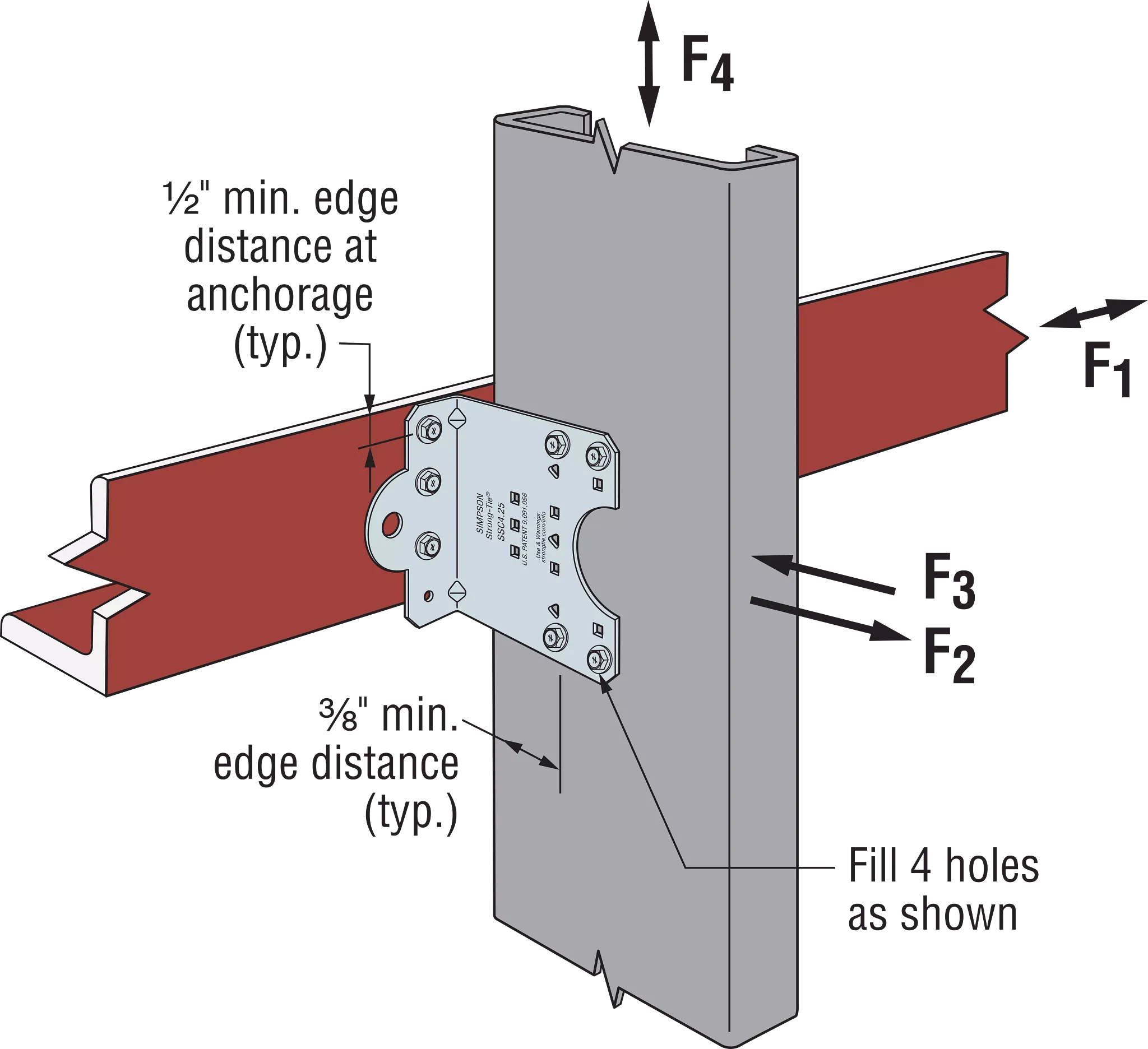 Simpson SSC4.25-R50 SSC 4-1/4 in. 14-Gauge Galvanized Steel-Stud Clip (50-Qty)