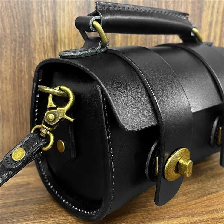 Small Natural Full Grain Leather Shoulder Bag, Cute and Durable Crossbody Bag, Handcrafted Lady Drum Handbag, Boston Bag, Gift For Her