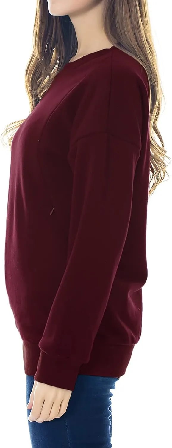 Smallshow Fleece Maternity Nursing Sweatshirt Long Sleeve Breastfeeding Tops