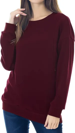 Smallshow Fleece Maternity Nursing Sweatshirt Long Sleeve Breastfeeding Tops
